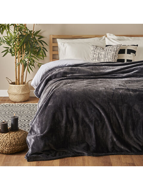 Bella Maison Shelly Wellsoft Çift Kişilik Battaniye Antrasit (200x220 cm) - S000457497-29666