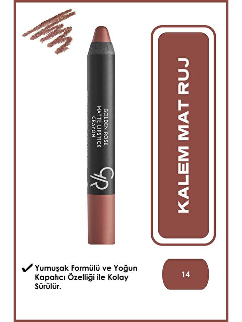 GOLDEN ROSE Matte Lipstick Crayon No: 14 Dark Beige - Mat Kalem Ruj