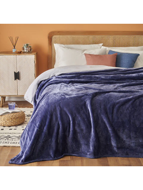 Bella Maison Shelly Wellsoft Çift Kişilik Battaniye Lacivert (200x220 cm) - S000457498-21164