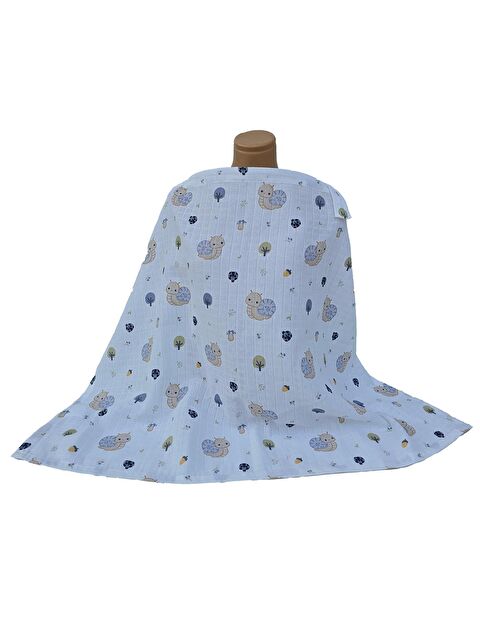 Yuar baby Müslin Desenli Emzirme Önlüğü - Lacivert Standart - S000503099-21164