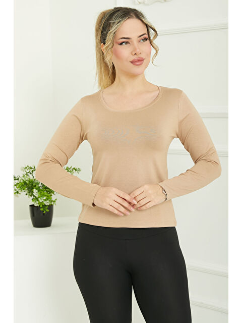 Tofisa Kare Yaka Viskon Badi Bej - 26824