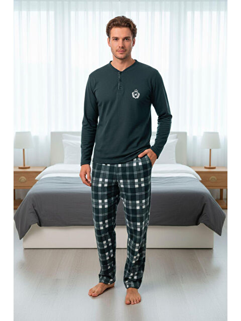 SEBOTEKS Ekose Desenli Cepli Erkek Polar Pijama Takımı 660 - S000486983-18194