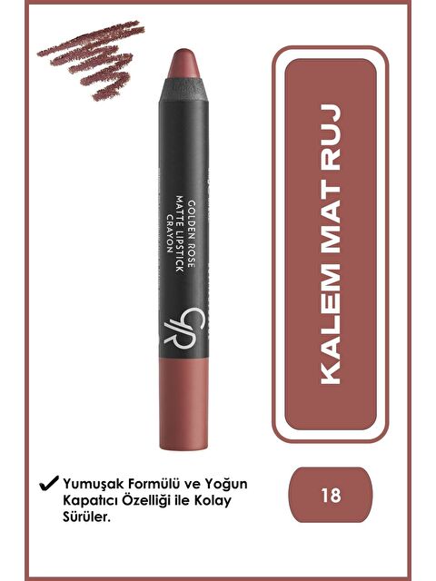 GOLDEN ROSE Matte Lipstick Crayon No:18 Capuccuno - Mat Kalem Ruj