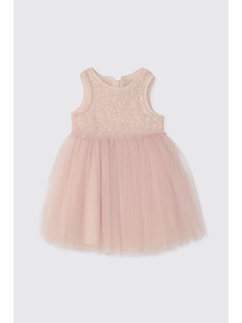 Panço Kız Bebek Payet Detaylı Pudra Elbise - S000525859-7152
