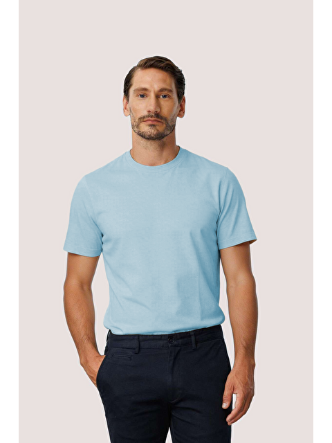igs Mavi %100 Pamuk Erkek Tişört – Bisiklet Yaka