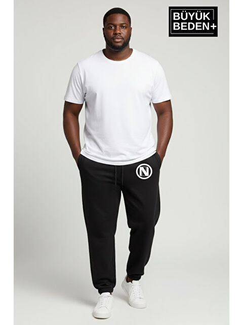 Süperlife Erkek Büyük Beden N Logolu Paça Lastikli Rahat Kesim Jogger İnce Eşofman Altı SPR26BEA951-4 - S000487463-19351