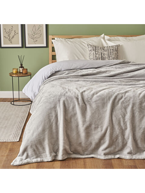 Bella Maison Shelly Wellsoft Çift Kişilik Battaniye Açık Gri (200x220 cm) - S000457499-17308