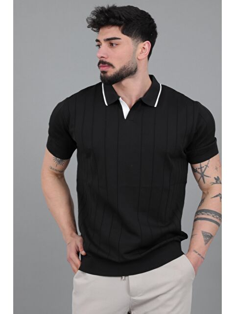 Stilkombin Apaç Yaka Çizgi Desen Tişört JRX 1003_30496