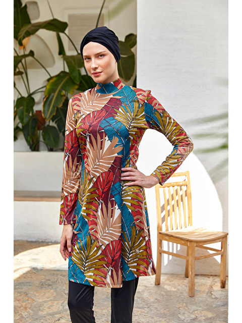 Rozamay Elastanlı Tam Kapalı Tesettür Mayo Desenli 3107 Siyah - S000365973-37623