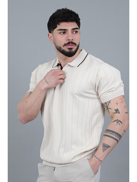 Stilkombin Apaç Yaka Çizgi Desen Tişört JRX 1003_30496