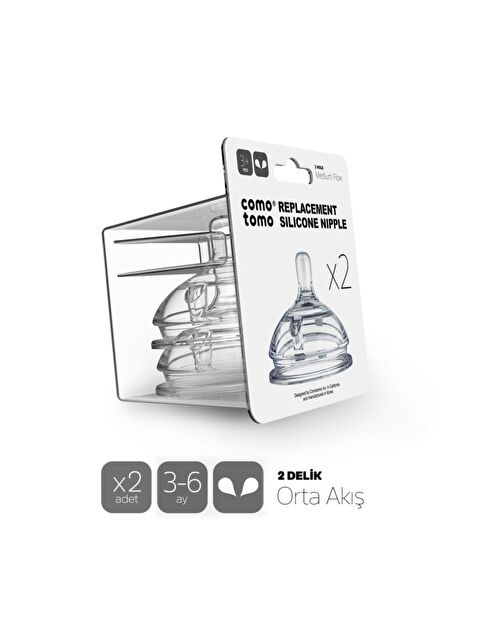 Comotomo Türkiye Antikolik 2’li Silikon Biberon Emziği – Orta Akışlı (3-6 AY) - S000317490-26865