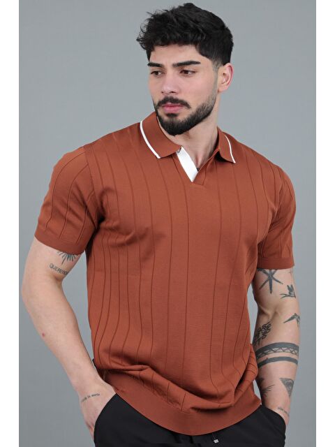 Stilkombin Apaç Yaka Çizgi Desen Tişört JRX 1003_30496