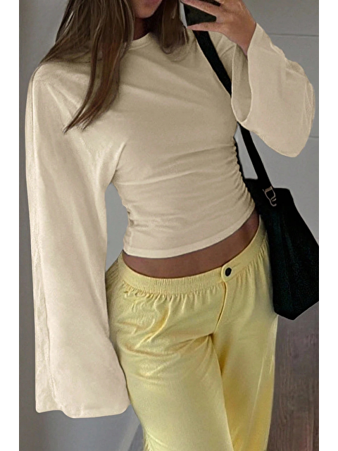 Tarz Cool Kadın Uzun Kollu Belden Oturtmalı Bluz - S000462899-19928