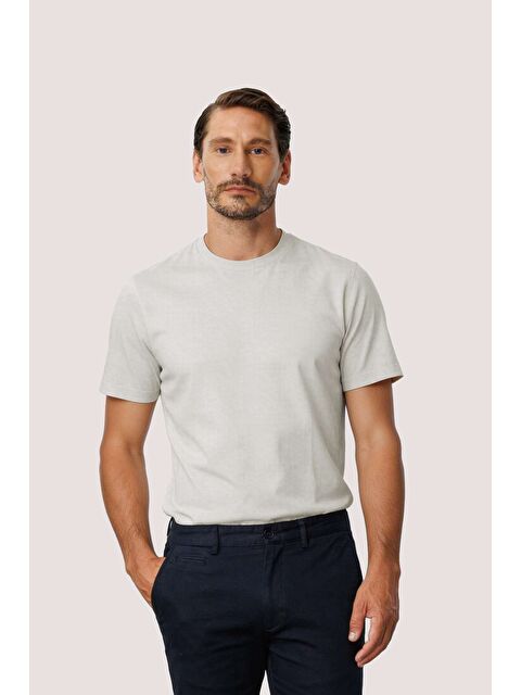 igs Beyaz %100 Pamuk Erkek Tişört – Bisiklet Yaka