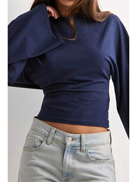 Tarz Cool Kadın Uzun Kollu Belden Oturtmalı Bluz - S000462899-21164