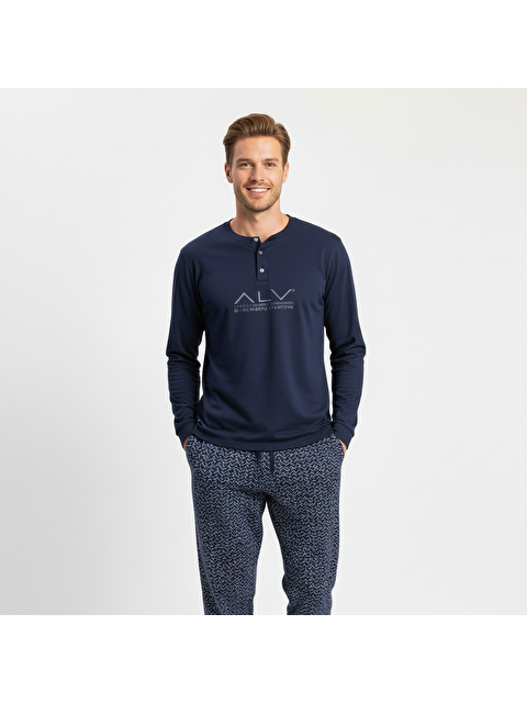 Bonbon Erkek Pamuklu Lacivert Renk Pijama Takımı Al001 V1