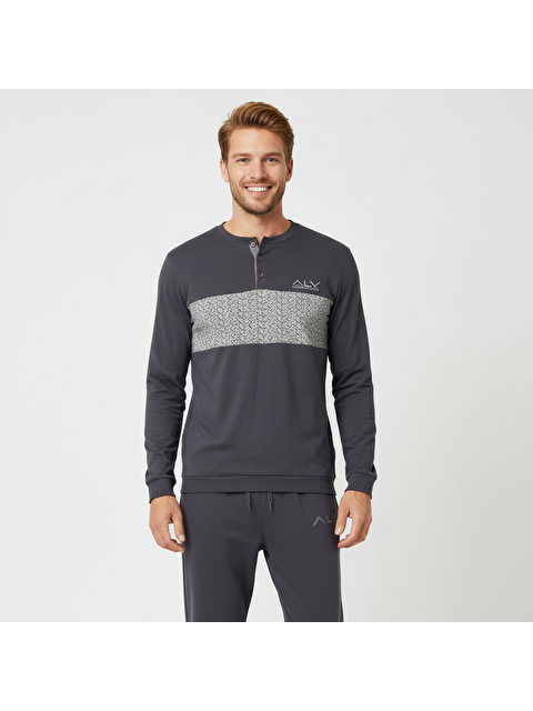 Bonbon Erkek Pamuklu Füme Renk Pijama Takımı Al002 V2