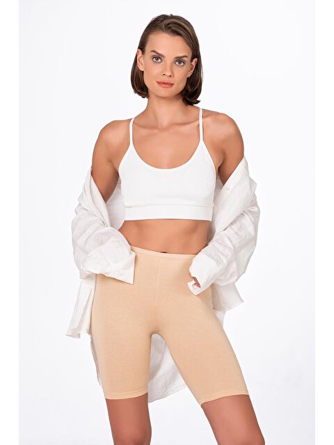 Kompedan Kadın Elastanlı Süprem Diz Üstü Tayt | Bej K0413 - S000473136-26407