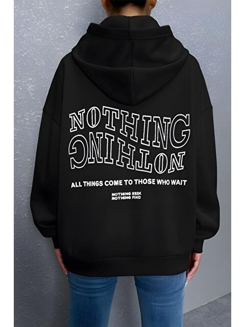 Oksit Nothing Sırt Baskılı Pamuklu Unisex Sweatshirt - S000334766-19351