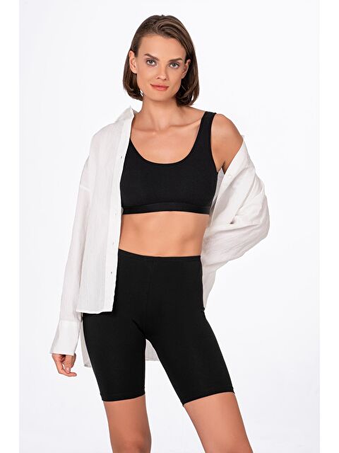 Kompedan Kadın Elastanlı Süprem Diz Üstü Tayt | Siyah K0413 - S000473136-19351