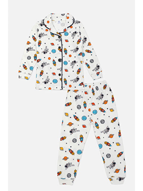 Luggi Baby Astronot Desenli Düğmeli Erkek Çocuk Pijama Takımı - S000486732-19965