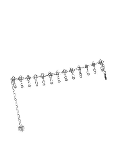 Labalaba Kadın Antik Gümüş Kaplama Top Charm Detaylı Çiçek Halhal