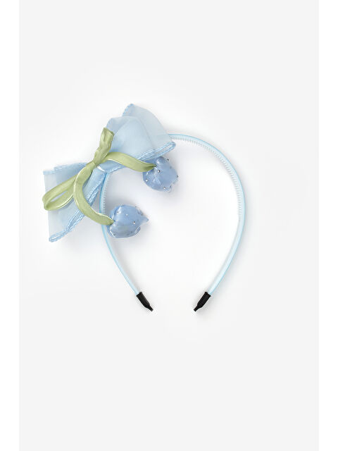 Le Mabelle Mavi Lale Figürlü Fiyonk Detaylı Kız Çocuk Taç