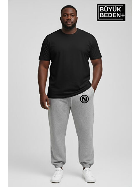 Süperlife Erkek Büyük Beden N Logolu Paça Lastikli Rahat Kesim Jogger İnce Eşofman Altı SPR26BEA951-4 - S000487463-20600