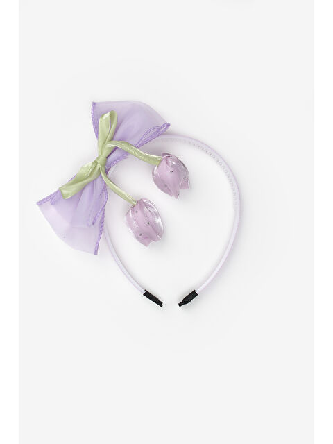 Le Mabelle Lila Lale Figürlü Fiyonk Detaylı Kız Çocuk Taç