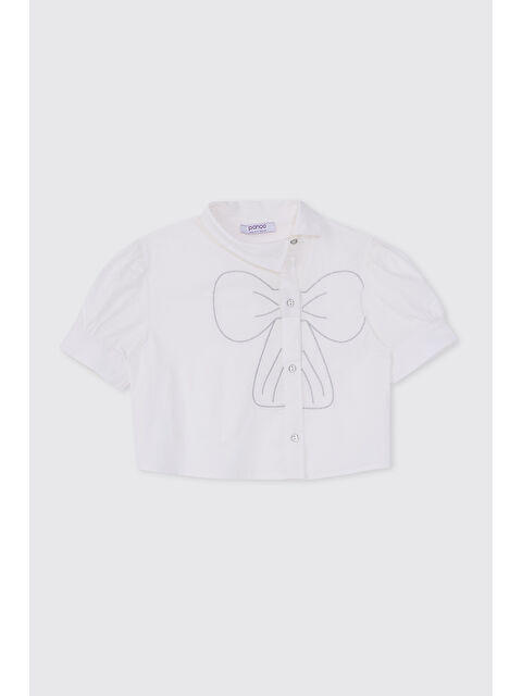 Panço Kız Çocuk Fiyonk Detaylı Pudra Gömlek - S000525862-7152