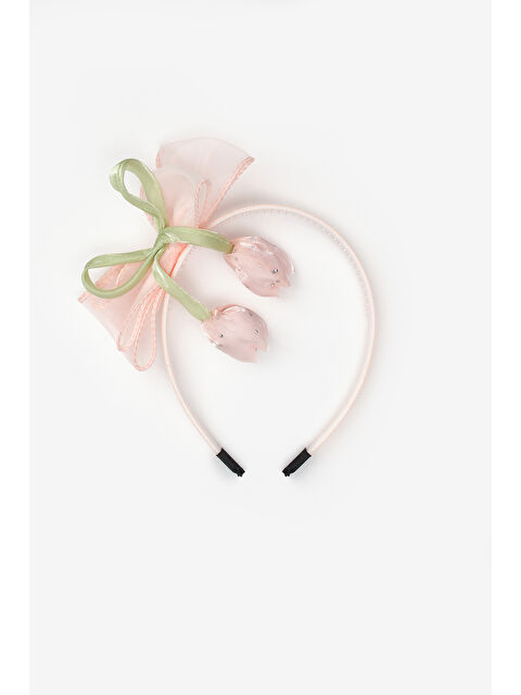 Le Mabelle Pudra Lale Figürlü Fiyonk Detaylı Kız Çocuk Taç