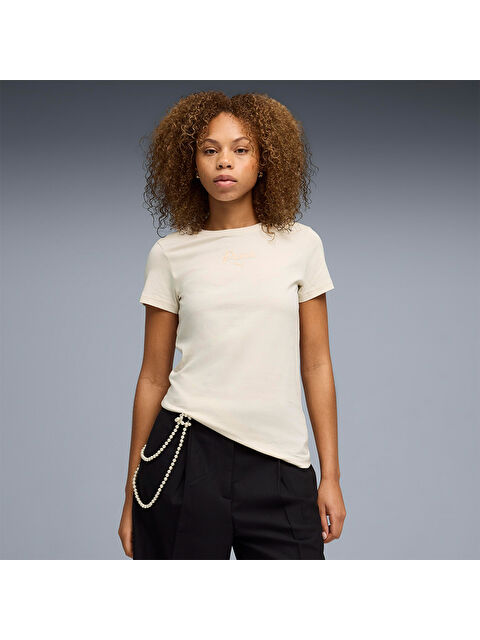 Puma Essential Script Kadın BEj Tişört