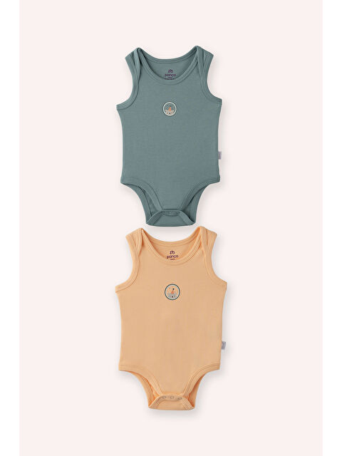 Panço Yenidoğan Yuvarlak Yaka Kolsuz Baskı Detaylı Mint 2'li Body - S000525863-1180