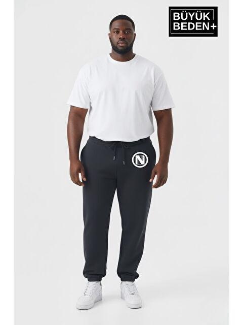 Süperlife Erkek Büyük Beden N Logolu Paça Lastikli Rahat Kesim Jogger İnce Eşofman Altı SPR26BEA951-4 - S000487463-17308
