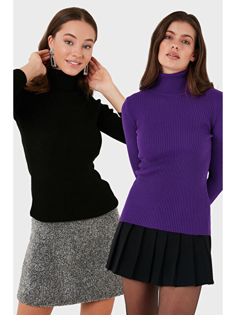 Lela Fitilli Regular Fit Balıkçı Yaka Soft Akrilik 2'li Paket Kazak 4614102S2 - S000452488-37546