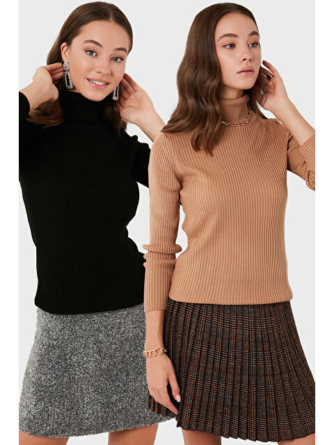 Lela Fitilli Regular Fit Balıkçı Yaka Soft Akrilik 2'li Paket Kazak 4614102S2 - S000452488-37322