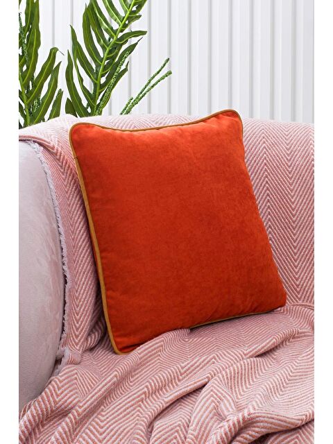 Asdiva Panbiy Süet Dokulu Düz Punch (panç) İçin Uygun Hardal Biyeli Turuncu Dekoratif Kırlent Kılıfı - S000462905-20074