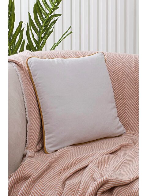 Asdiva Panbiy Süet Dokulu Düz Punch (panç) İçin Uygun Hardal Biyeli Açık Gri Dekoratif Kırlent Kılıfı - S000462905-37578