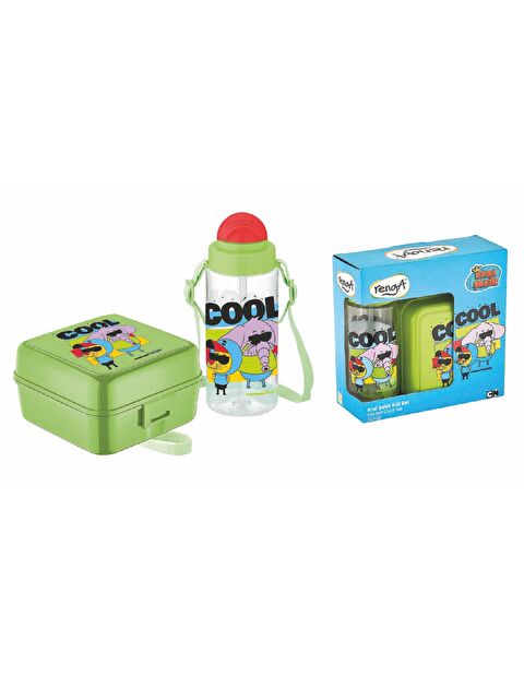 Gıpta Kral Şakir Pipetli Tritan Matara ve Beslenme Kabı Seti Yeşil COOL - S000365449-18194