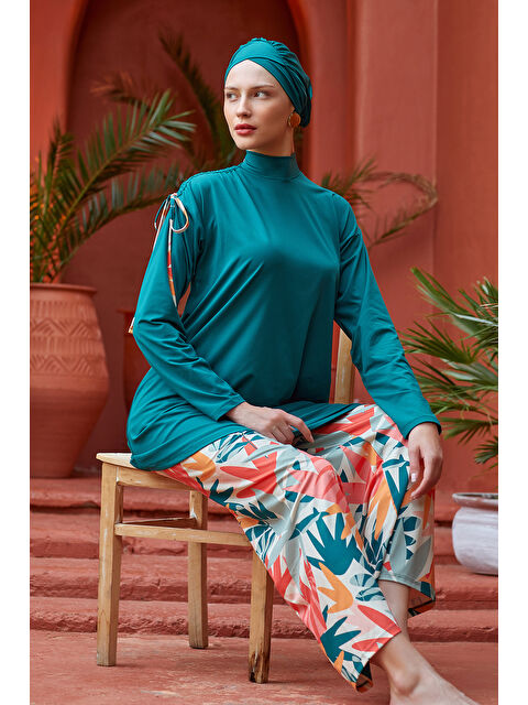 Maresiva Bol Paça Elastanlı Tam Kapalı Tesettür Mayo 2115 Zümrüt Yeşili - S000433269-18709