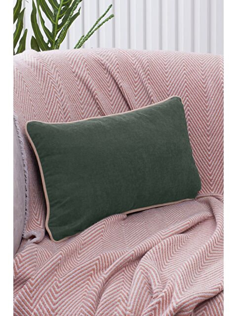 Asdiva Panbiy Süet Dokulu Düz Punch (panç) İçin Uygun Krem Biyeli Yeşil Dekoratif Kırlent Kılıfı - S000462907-18194