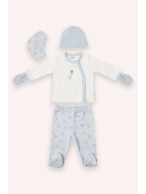 Panço Yenidoğan Fil Baskılı 5'li Mavi Hastane Çıkış Seti - S000525866-17234