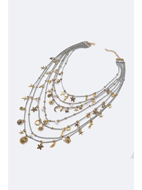 New Obsessions Metal Deniz Temalı Çoklu Kolye - Gümüş - S000529763-18105