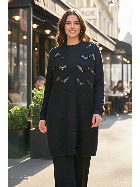 Remsa Pul Detay Angora Hırka 19449 Siyah - S000494603-19351