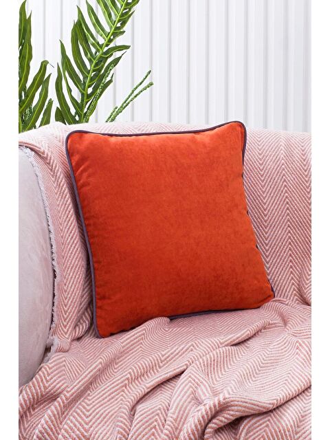 Asdiva Panbiy Süet Dokulu Düz Punch (panç) İçin Uygun Gri Biyeli Kiremit Dekoratif Kırlent Kılıfı - S000462907-20013