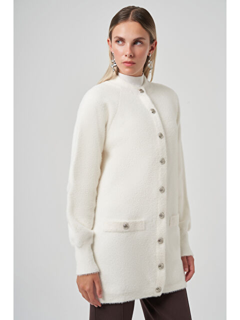 Nuss Cep Detay Angora Hırka 7008 Ekru - S000478487-19965