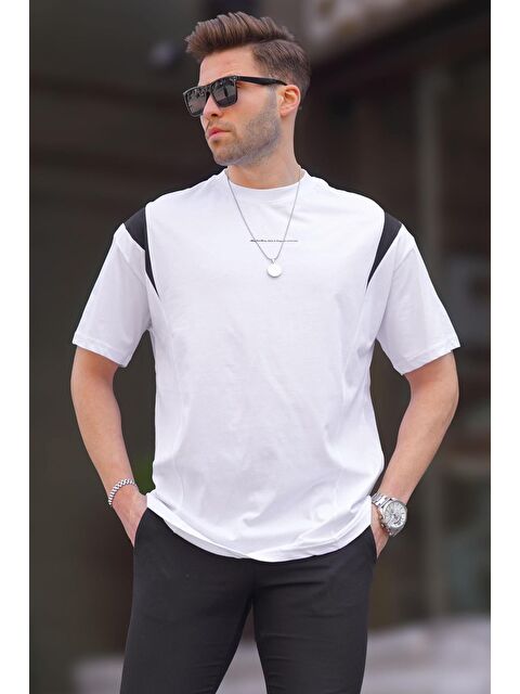 Madmext Oversize Bisiklet Yaka Tişört 7003