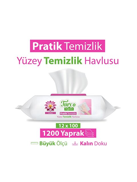 Baby Turco Turco Doğadan Pratik Yüzey Temizlik Havlusu Lotus 12x100 (1200 Yaprak)