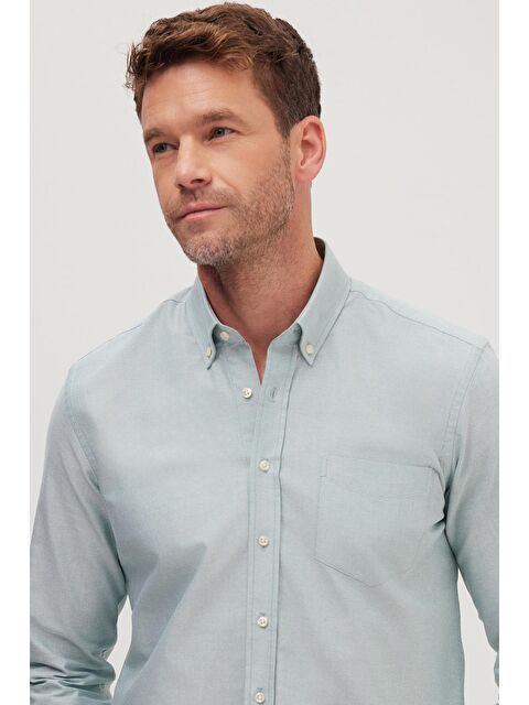 TUDORS Erkek Regular Fit Klasik Kesim Premium Oxford %100 Pamuk Mint Gömlek - S000486999-17259