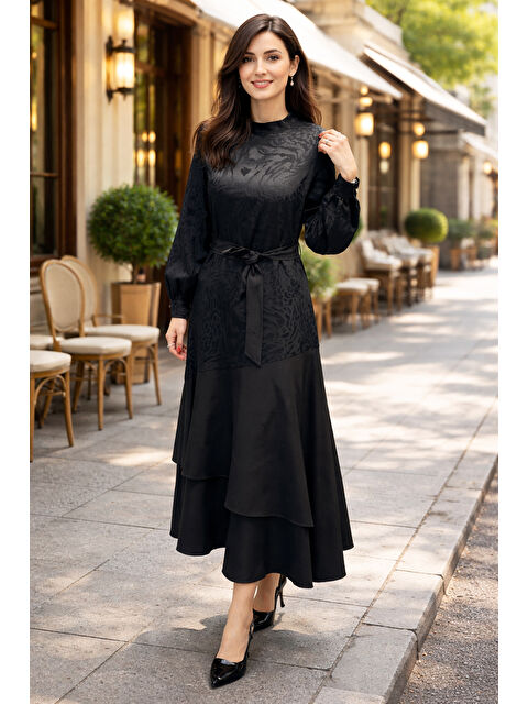 Remsa Viskon Jakar Elbise 13202 Siyah - S000494606-19351